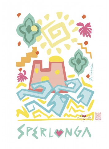 Stampa illustrata borgo di mare Sperlonga n.1