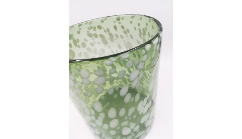 Vaso portacandele vetro bianco/verde - J-Line