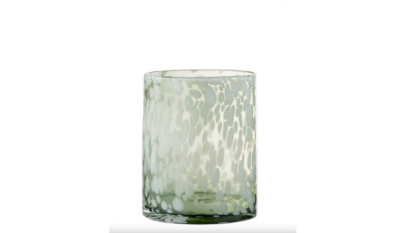 Vaso portacandele vetro bianco/verde - J-Line